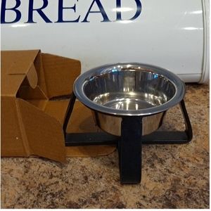 FRISCO  2/10. For both Iron Holder nonskid stainless steel dog, cat bowl small